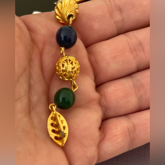 Alfred SUNG vintage gold plated long necklace with semi precious stones. - Picture 8 of 8